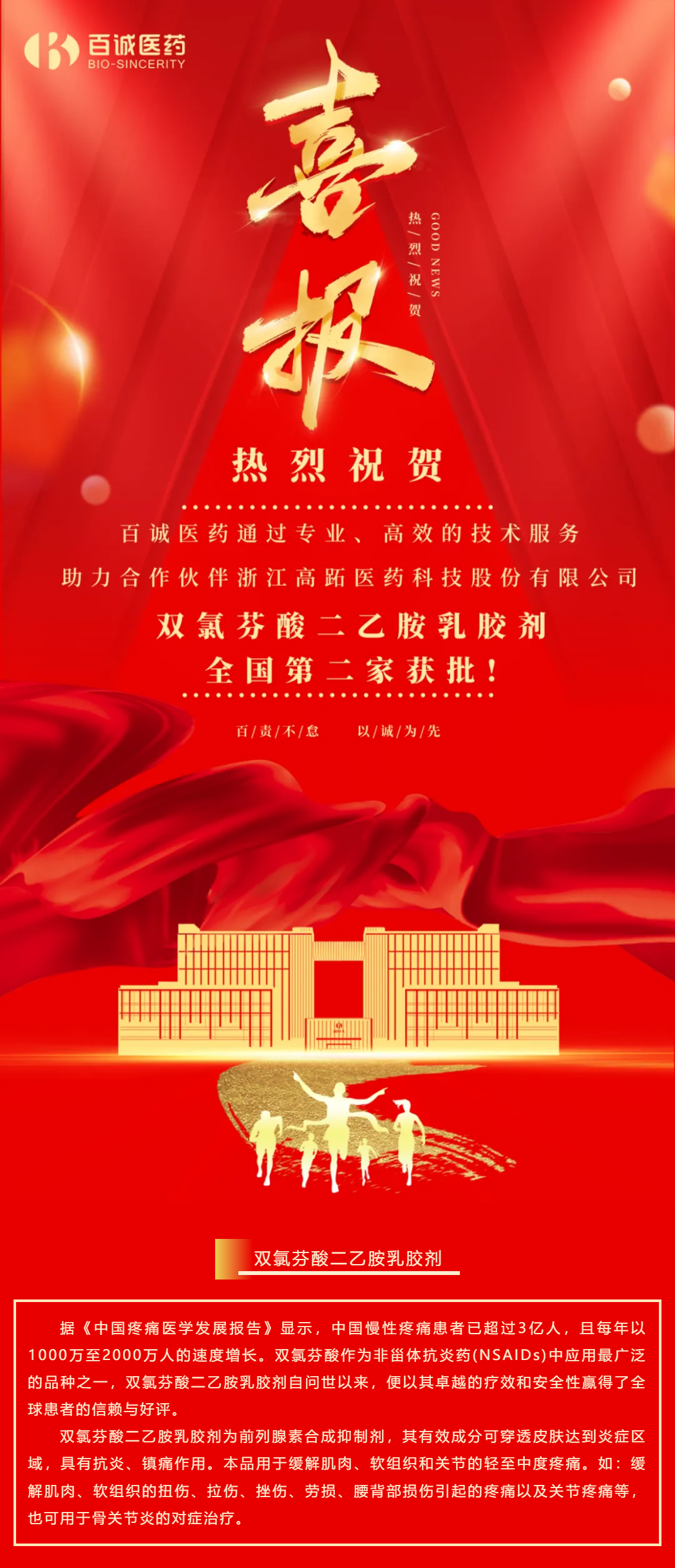 喜報！百誠醫藥助力合作伙伴雙氯芬酸二乙胺乳膠劑全國第二家獲批！.png